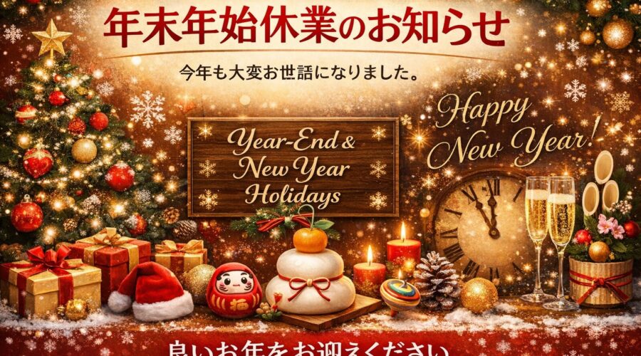 年末年始休業のおしらせ